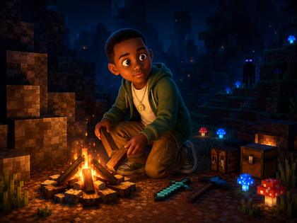 Titus at the campfire